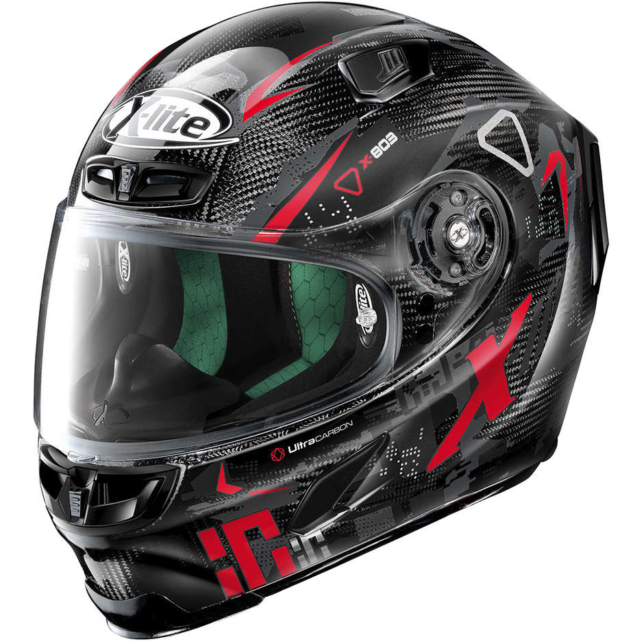 Full Carbon Motorcycle Helmet X-Lite X-803 Ultra Carbon DARKO 065 Red