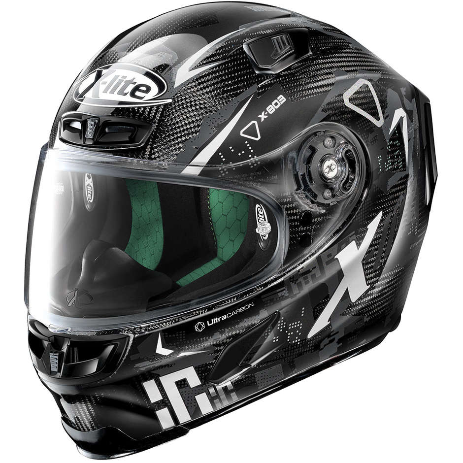 Full Carbon Motorcycle Helmet X-Lite X-803 Ultra Carbon DARKO 066 White