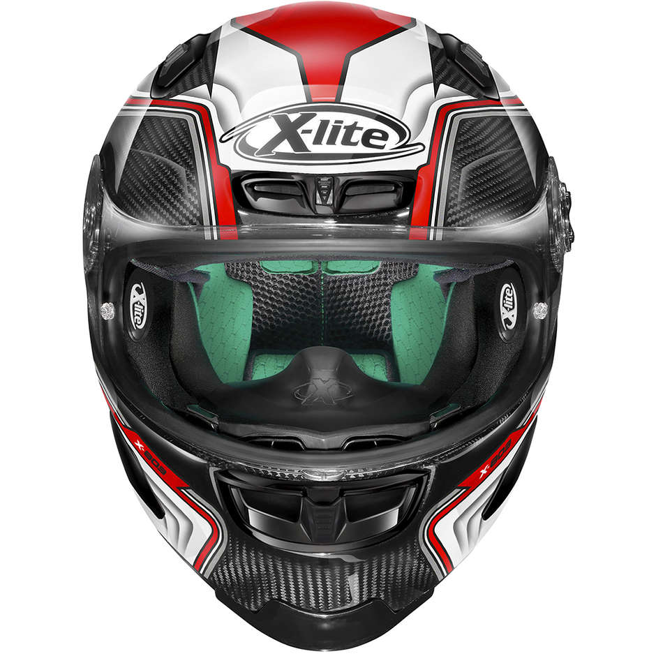 Full Carbon Motorcycle Helmet X-Lite X-803 Ultra Carbon HANGAR 068 White