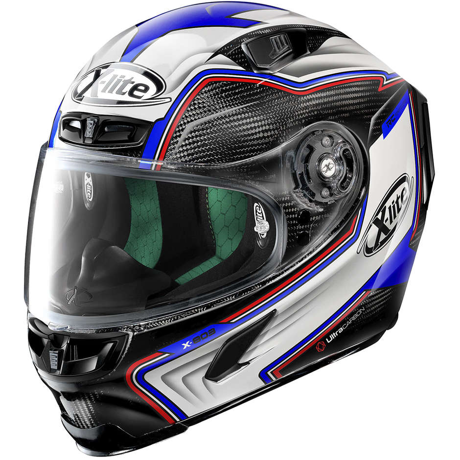 Full Carbon Motorcycle Helmet X-Lite X-803 Ultra Carbon HANGAR 069 Blue