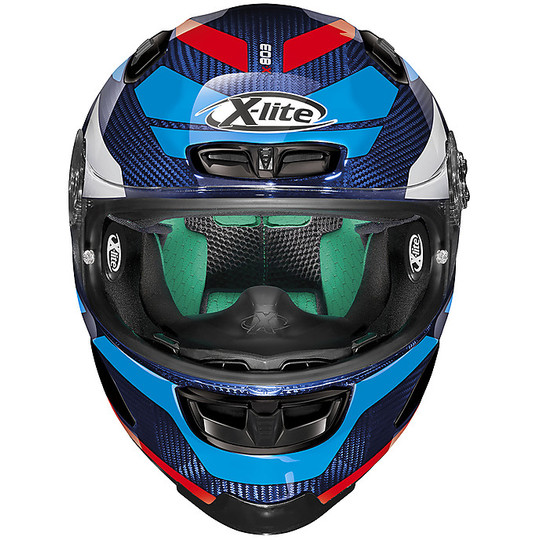 Full Carbon Motorcycle Helmet X-Lite X-803 Ultra Carbon Mastery 040 Tinto Blue