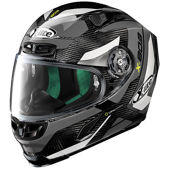 Full Carbon Motorcycle Helmet X-Lite X-803 Ultra Carbon Mastery 041 Black White