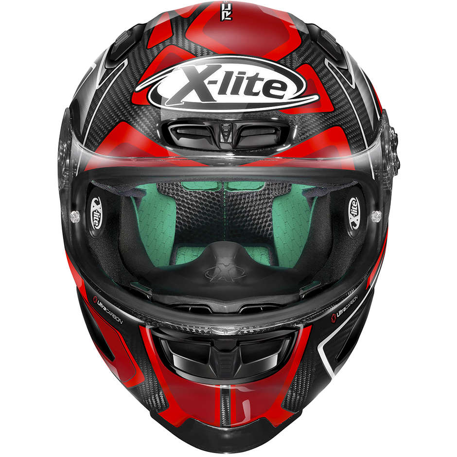 Full Carbon Motorcycle Helmet X-Lite X-803 Ultra Carbon REPLICA 073 D. Petrucci Red