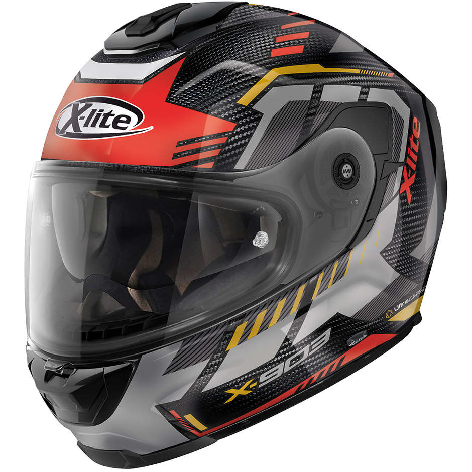 Full Carbon Motorcycle Helmet X-Lite X-903 UC N-Com BACKSTREE 067 Red
