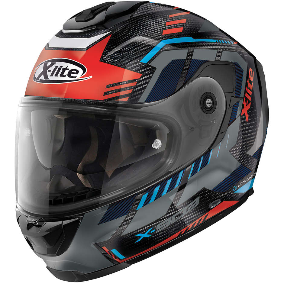 Full Carbon Motorcycle Helmet X-Lite X-903 UC N-Com BACKSTREE 069 Red Blue