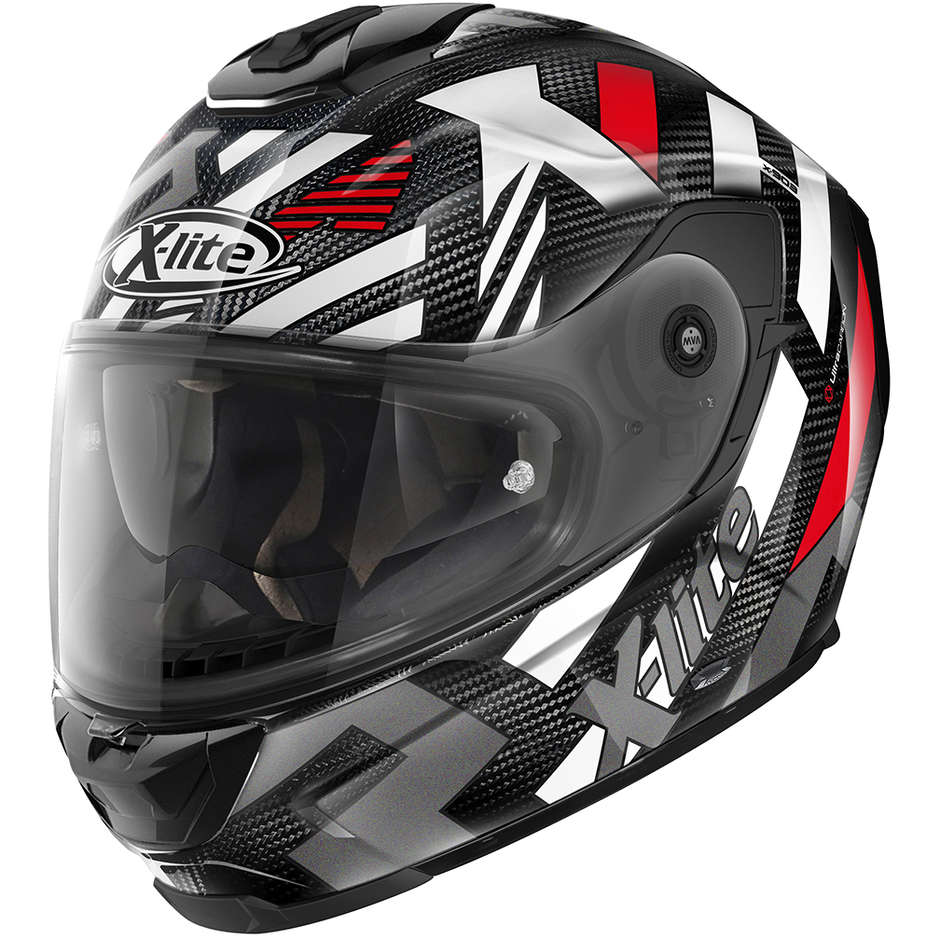 Full Carbon Motorcycle Helmet X-Lite X-903 Ultra Carbon CREEK N-Com 035 Red