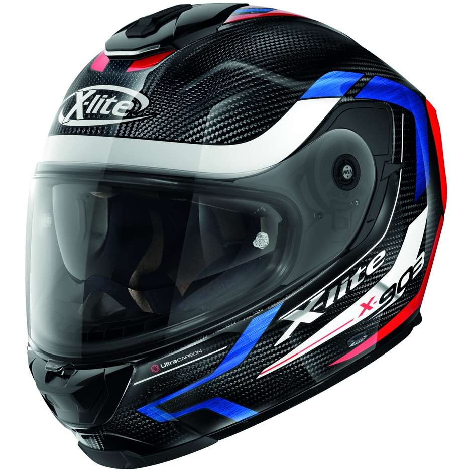 Full Carbon Motorcycle Helmet X-Lite X-903 Ultra Carbon HARDEN N-Com 052 White Blue Red