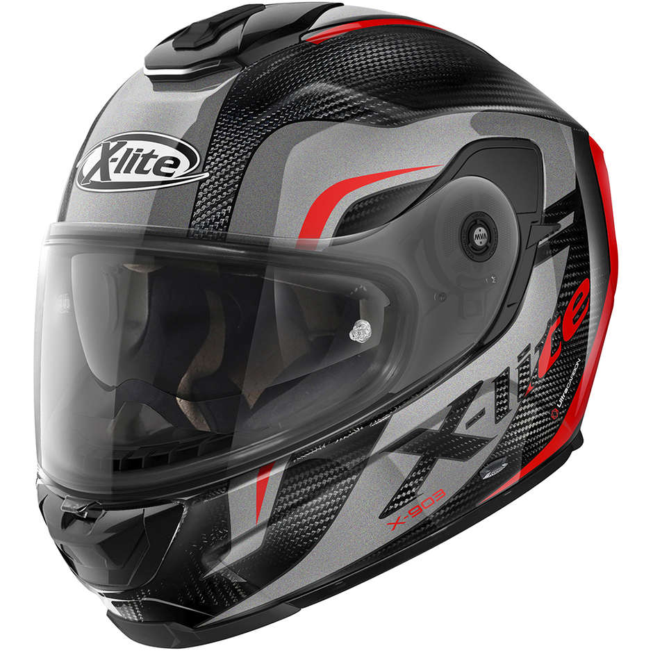 Full Carbon Motorcycle Helmet X-Lite X-903 Ultra Carbon MAVEN N-Com 041 Titanium Red