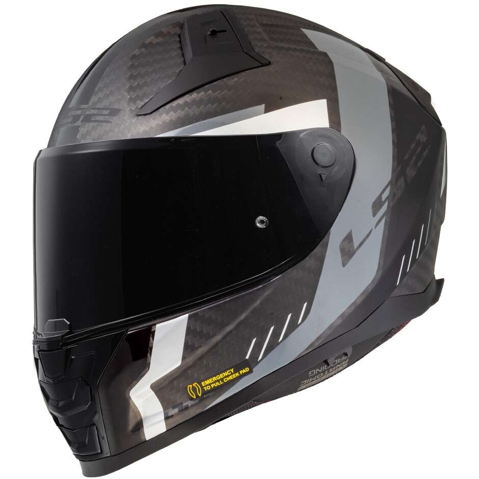 Full Face Carbon Motorcycle Helmet Ls2 FF811 VECTOR II CARBON GRID Matt Black Gray