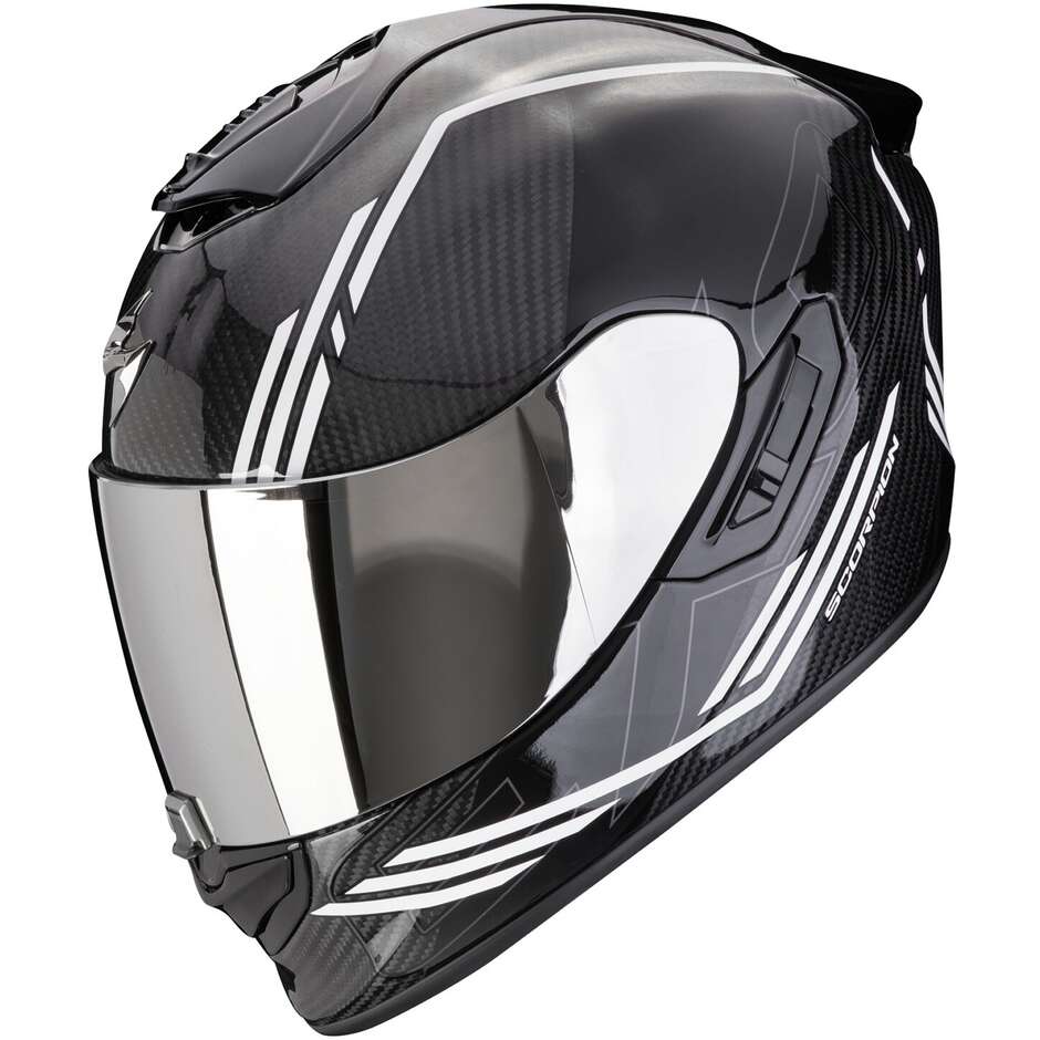 Full Face Carbon Motorcycle Helmet Scorpion EXO 1400 EVO 2 CARBON AIR REIKA Black White