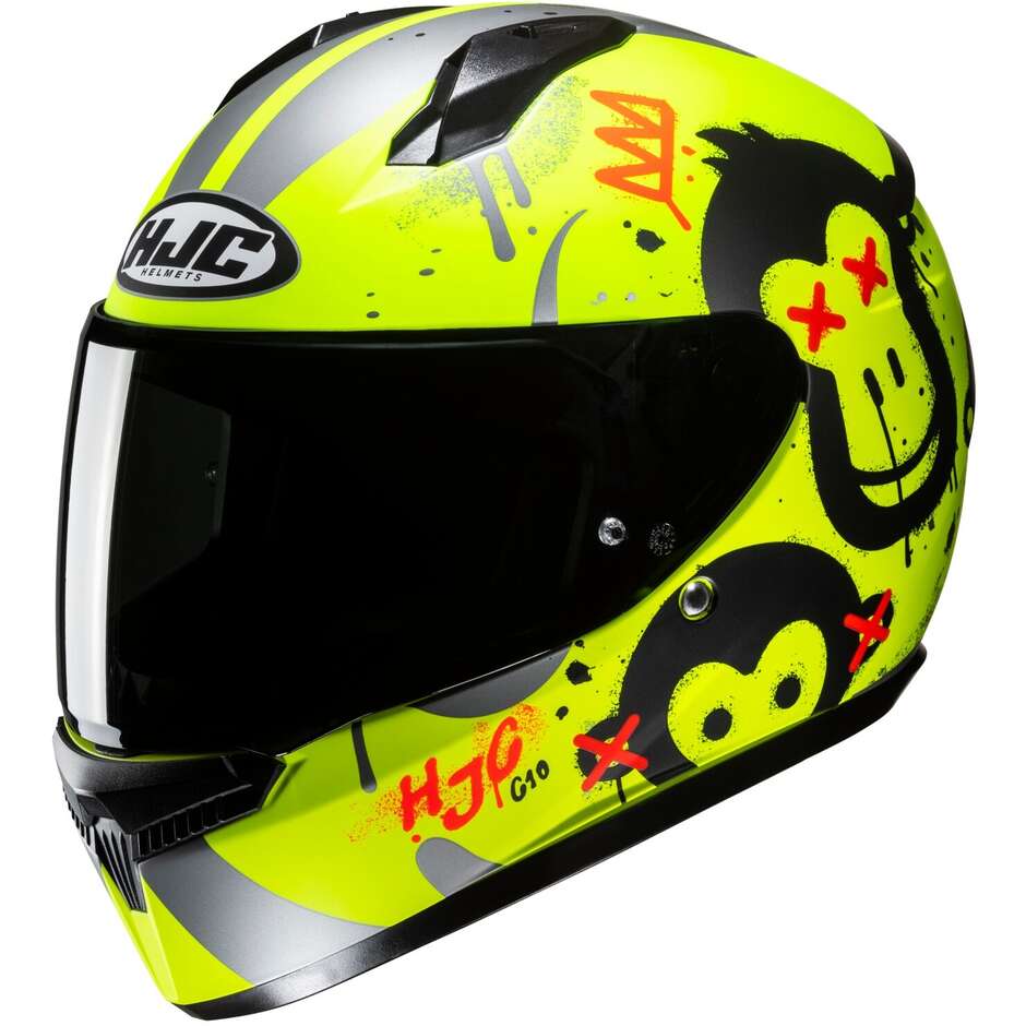 Full Face Child Motorcycle Helmet Hjc C10 GETI MC3HSF Yellow Fluo Matt Black