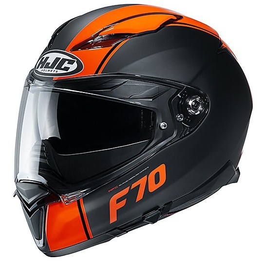 Full Face Fiberglas Helm Doppelvisier Motorrad HJC F70 MAGO MC7SF Matt Schwarz Orange Glanz