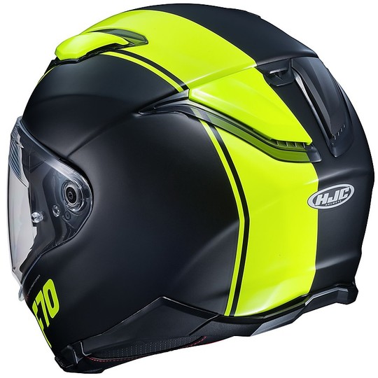Full Face Fiberglass Helmet Double Visor Motorcycle HJC F70 MAGO MC2SF Black Matte Yellow Fluo