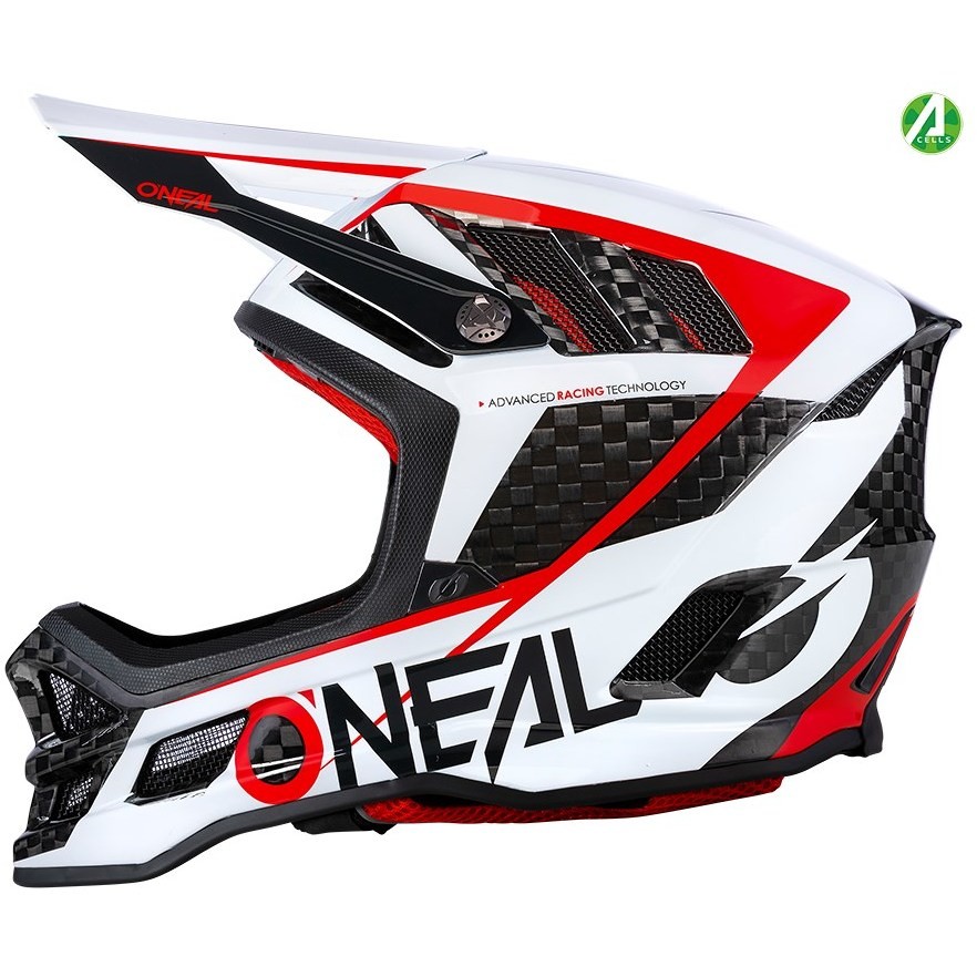 Full Face Helm Fahrrad Mtb eBike Oneal Blade Carbon Ipx Weiß Schwarz Rot