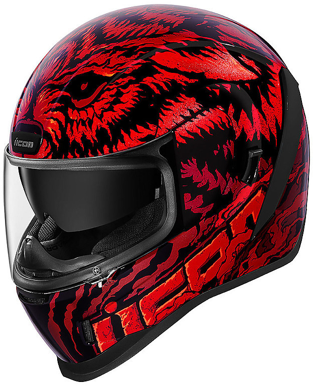 Full Face Helmet Double Visor Icon AIRFORM Lycan Red For Sale