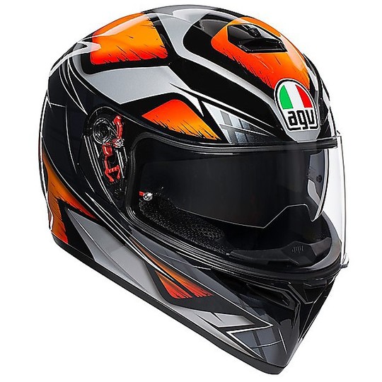 Full Face Helmet Double Visor Moto Agv K3 SV Multi LIQUEFY Black Orange