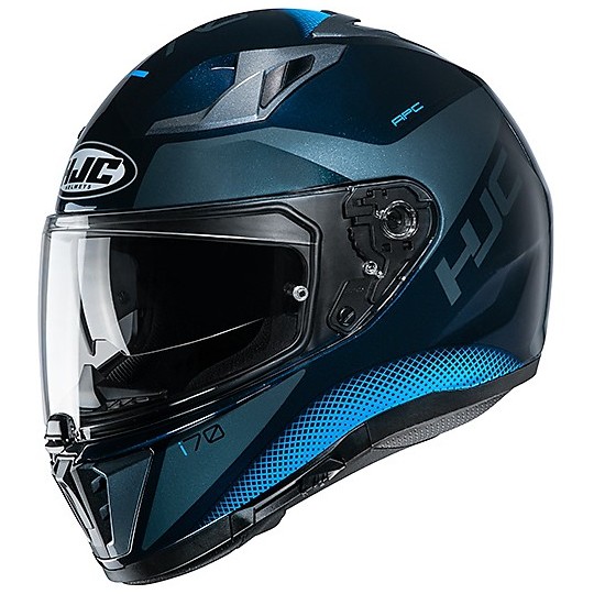 Full Face Helmet Double Visor Moto HJC i70 TAS MC2 Black Blue