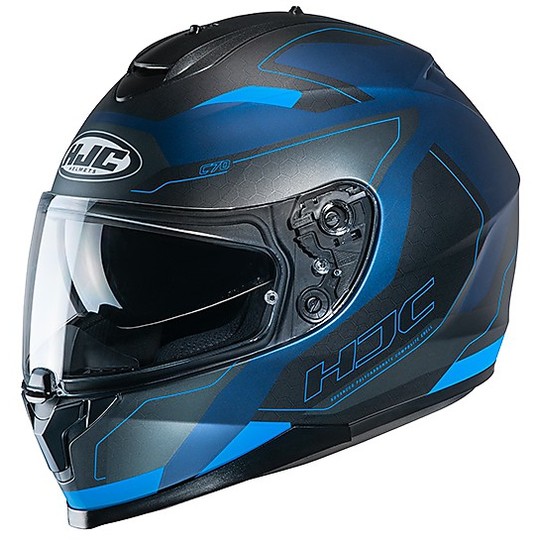 Full Face Helmet Double Visor Motorcycle HJC C70 CANEX MC2SF Black Blue Matt