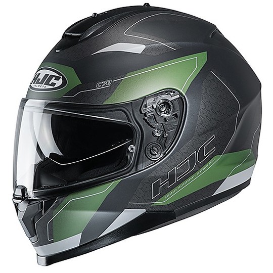 Full Face Helmet Double Visor Motorcycle HJC C70 CANEX MC5SF Black Green Matt