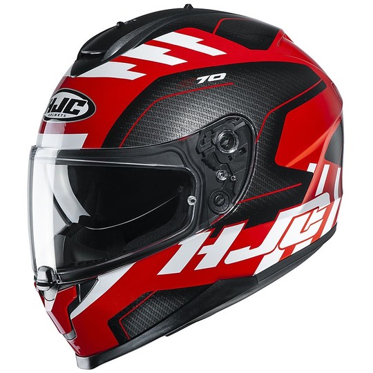 Full Face Helmet Double Visor Motorcycle HJC C70 KORO MC1 Red Black