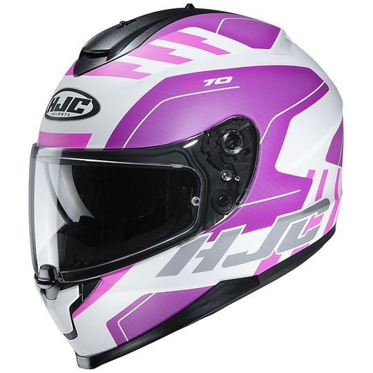 Full Face Helmet Double Visor Motorcycle HJC C70 KORO MC8SF White Pink