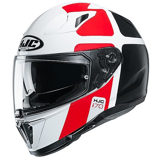 Full Face Helmet Double Visor Motorcycle HJC i70 PRIKA MC1 White Black Red