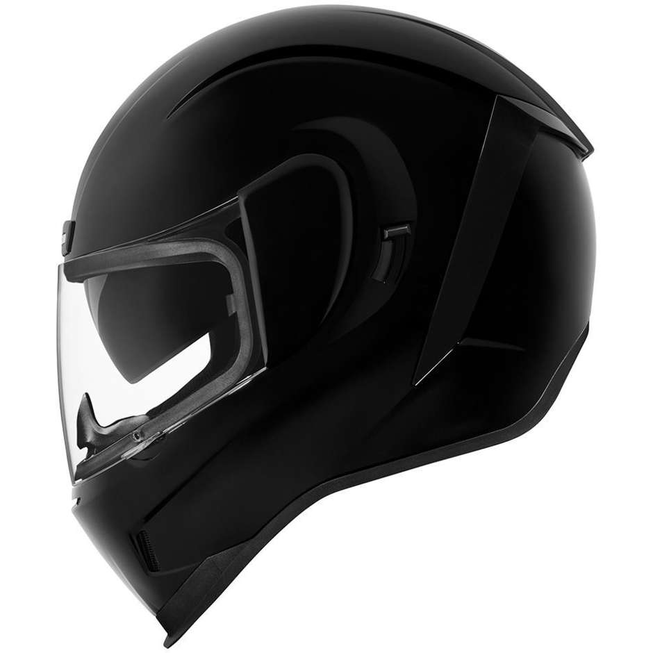 Full Face Helmet Dual Visor Icon AIRFORM Solid Glossy Black