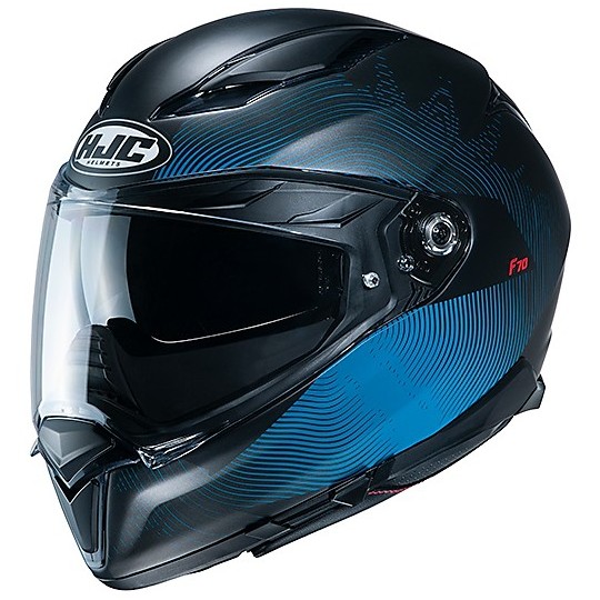 Full Face Helmet Fiber Double Visor Motorcycle HJC F70 SAMOS MC2SF Black Blue Matt