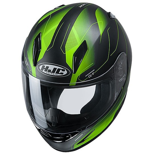 Full Face Helmet for Children Moto HJC Cl-Y TAZE MC4HSF Matt Black Green Fluo