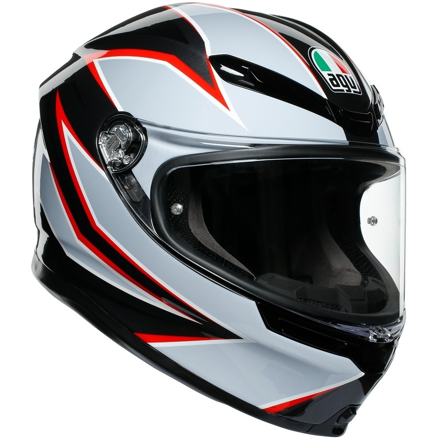 Full Face Helmet in AGV K6 Multi FLASH Motorcycle Fiber Black Gray Red