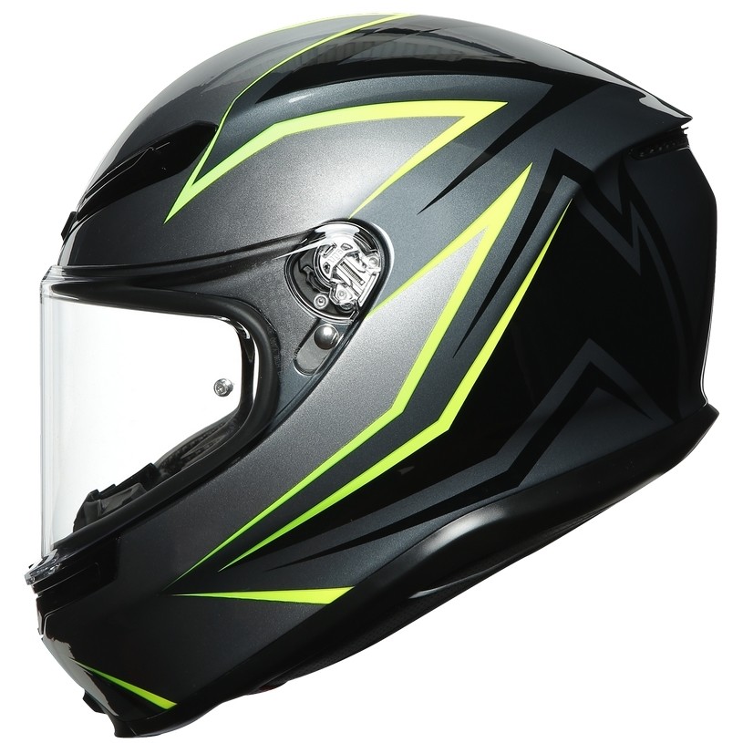 Full Face Helmet in AGV K6 Multi FLASH Motorcycle Fiber Gray Black Lime