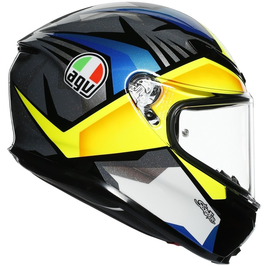 Full Face Helmet in AGV K6 Multi JOAN Motorcycle Fiber Black Blue Yellow