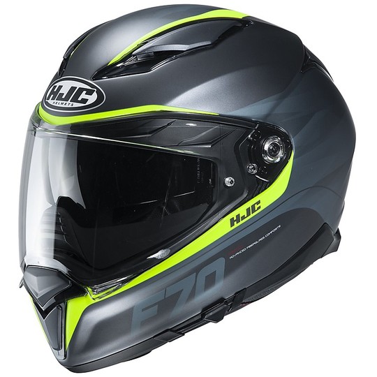 Full Face Helmet in Double Fiber Visor Motorcycle HJC F70 FERON MC4HSF Black Yellow Fluo Oapco