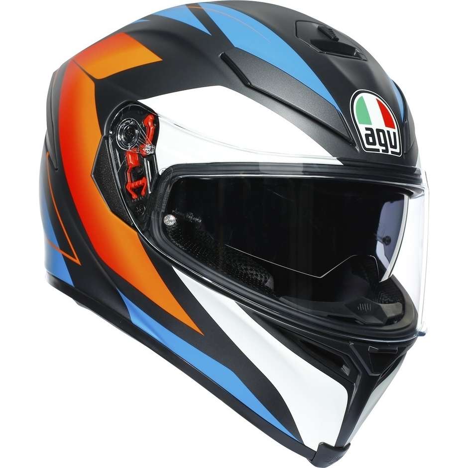 Full Face Helmet in Fiberglass AGV K5 S Multi CORE Black Blue Orange Matt