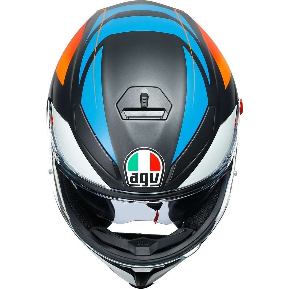Full Face Helmet in Fiberglass AGV K5 S Multi CORE Black Blue Orange Matt