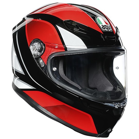 Full Face Helmet in Fiberglass AGV K6 Multi HYPHEN Black Red White