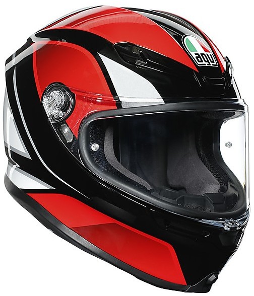 red and white full face helmet