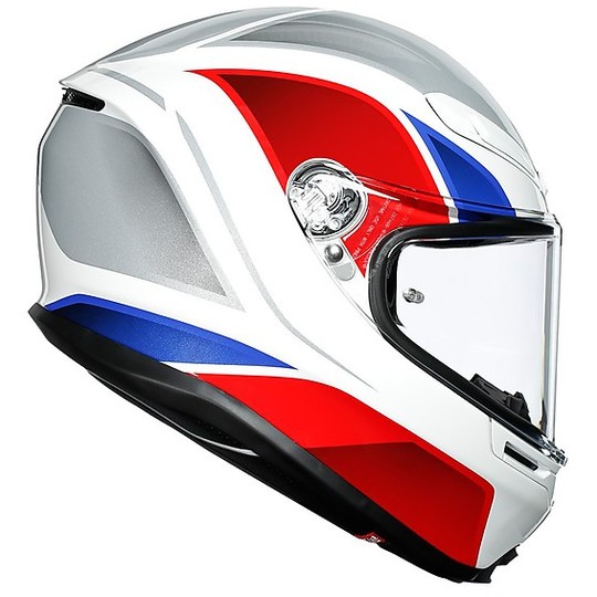 Full Face Helmet in Fiberglass AGV K6 Multi HYPHEN White Red Blue