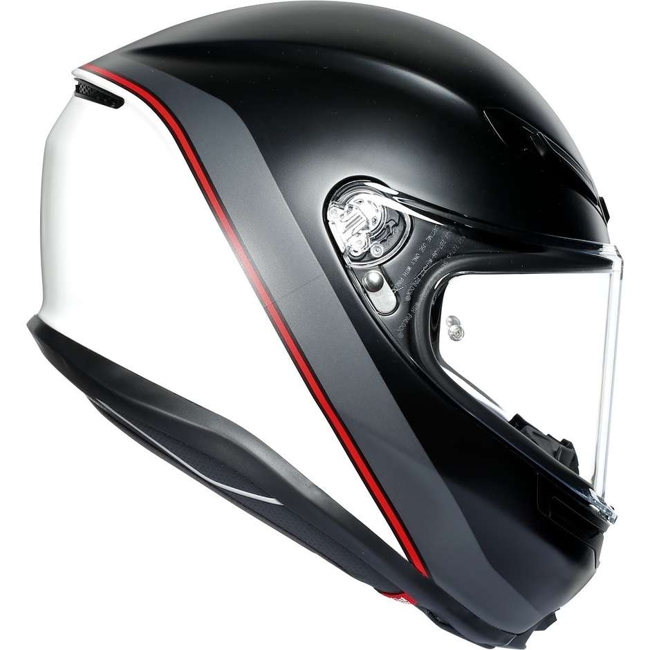 Full Face Helmet in Fiberglass AGV K6 Multi MINIMAL Black White Red Matt