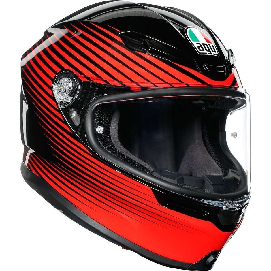 Full Face Helmet in Fiberglass AGV K6 Multi RUSH Black Red