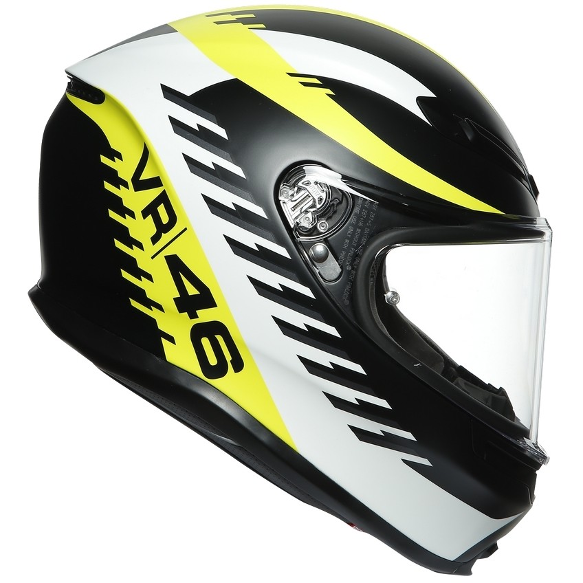 Full Face Helmet in Motorcycle Fiber AGV K6 Top RAPID 46 Matt Black White Yellow