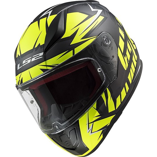 Full Face Helmet Moto Ls2 FF353 RAPID Chrome Black Matt Yellow Fluo