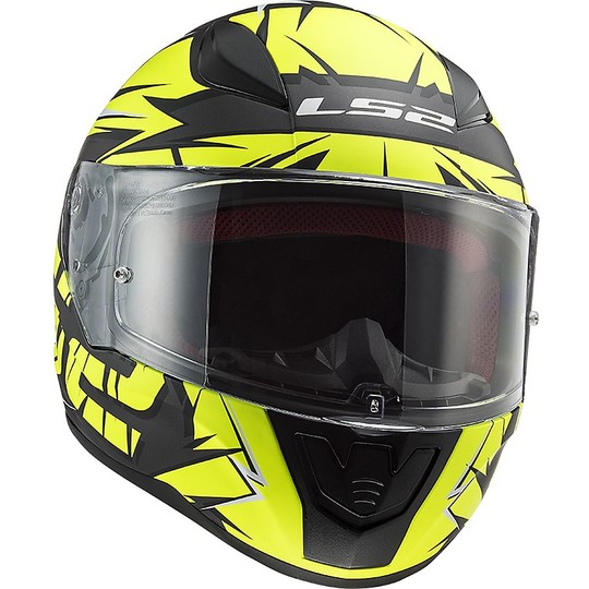 Full Face Helmet Moto Ls2 FF353 RAPID Chrome Black Matt Yellow Fluo
