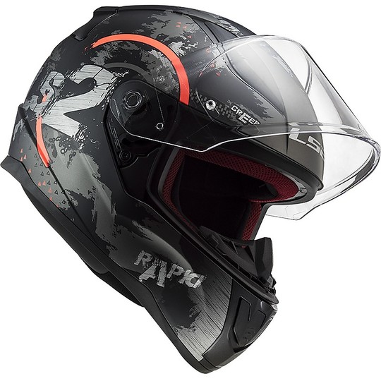 Full Face Helmet Moto Ls2 FF353 RAPID Circle Titanium Orange Fluo Matt