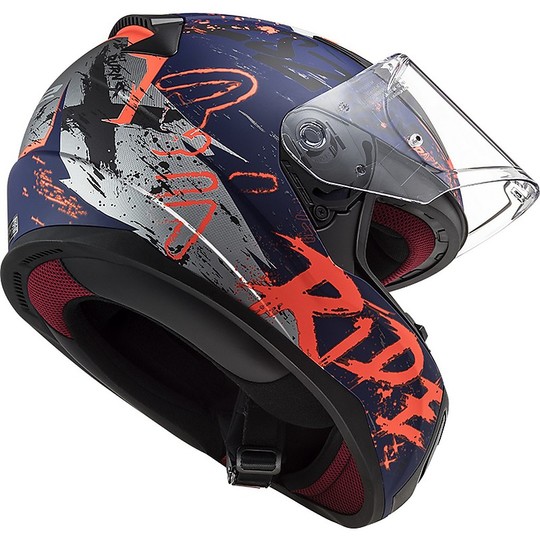 Full Face Helmet Moto Ls2 FF353 RAPID Naughty Blue Orange Fluo Matte