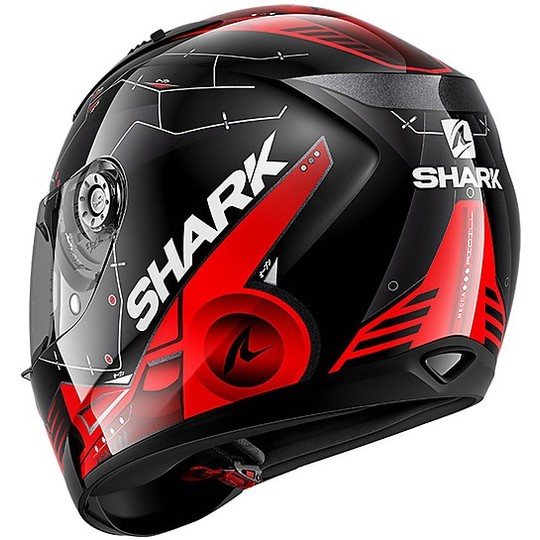 Full Face Helmet Moto Shark RIDILL 1.2 Mecca Black Red Silver