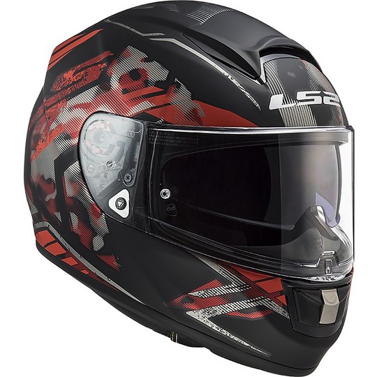Full Face Helmet Motorcycle HPFC Ls2 FF397 VECTOR EVO Black Stencil Matt Red