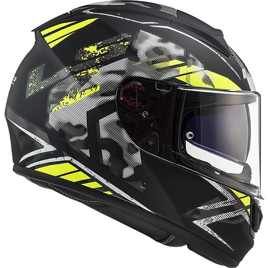 Full Face Helmet Motorcycle HPFC Ls2 FF397 VECTOR EVO Black Stencil Matt Yellow Fluo