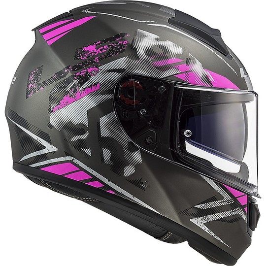Full Face Helmet Motorcycle HPFC Ls2 FF397 VECTOR EVO Stencil Titanium Pink