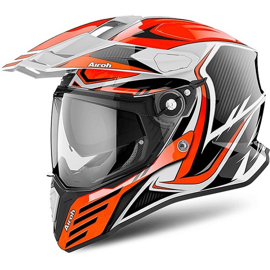 Full-Face Helmet ON-OFF Motorcycle Touring Airoh COMMANDER Carbon Orange Shiny